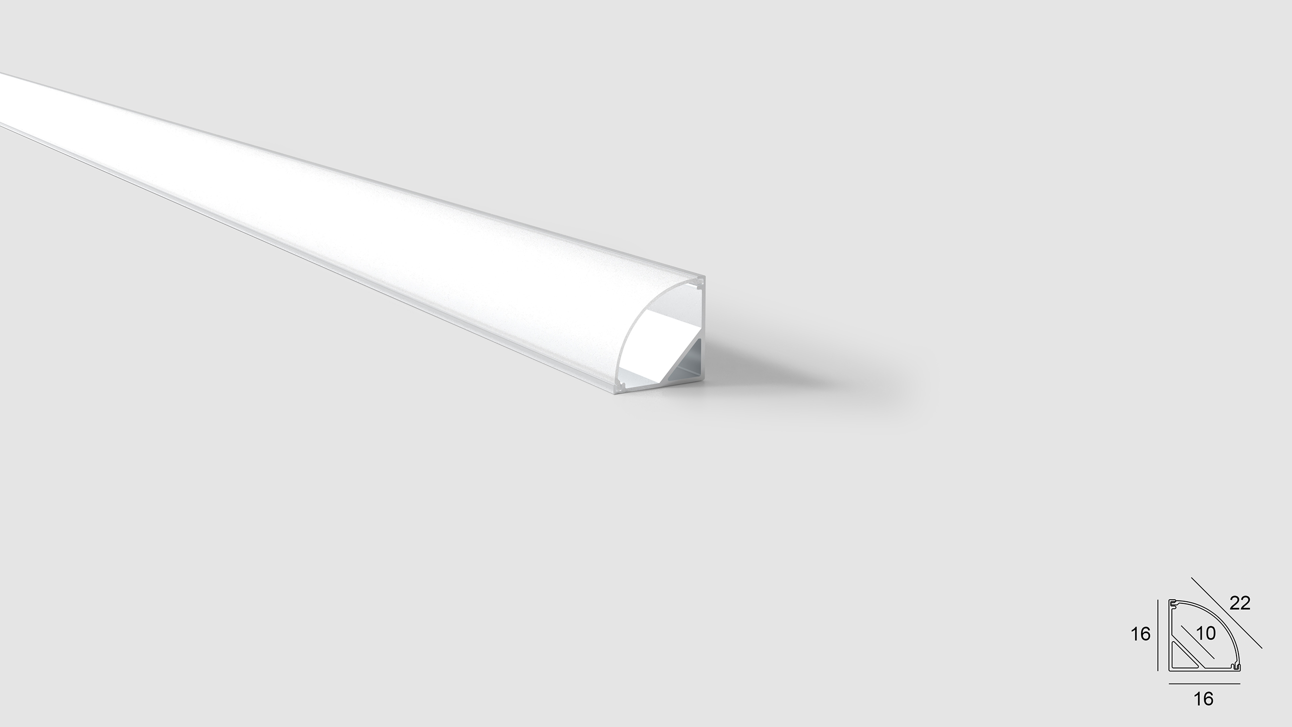 Profil aluminiu unghiular 601 pentru benzi LED la 45° (3m)