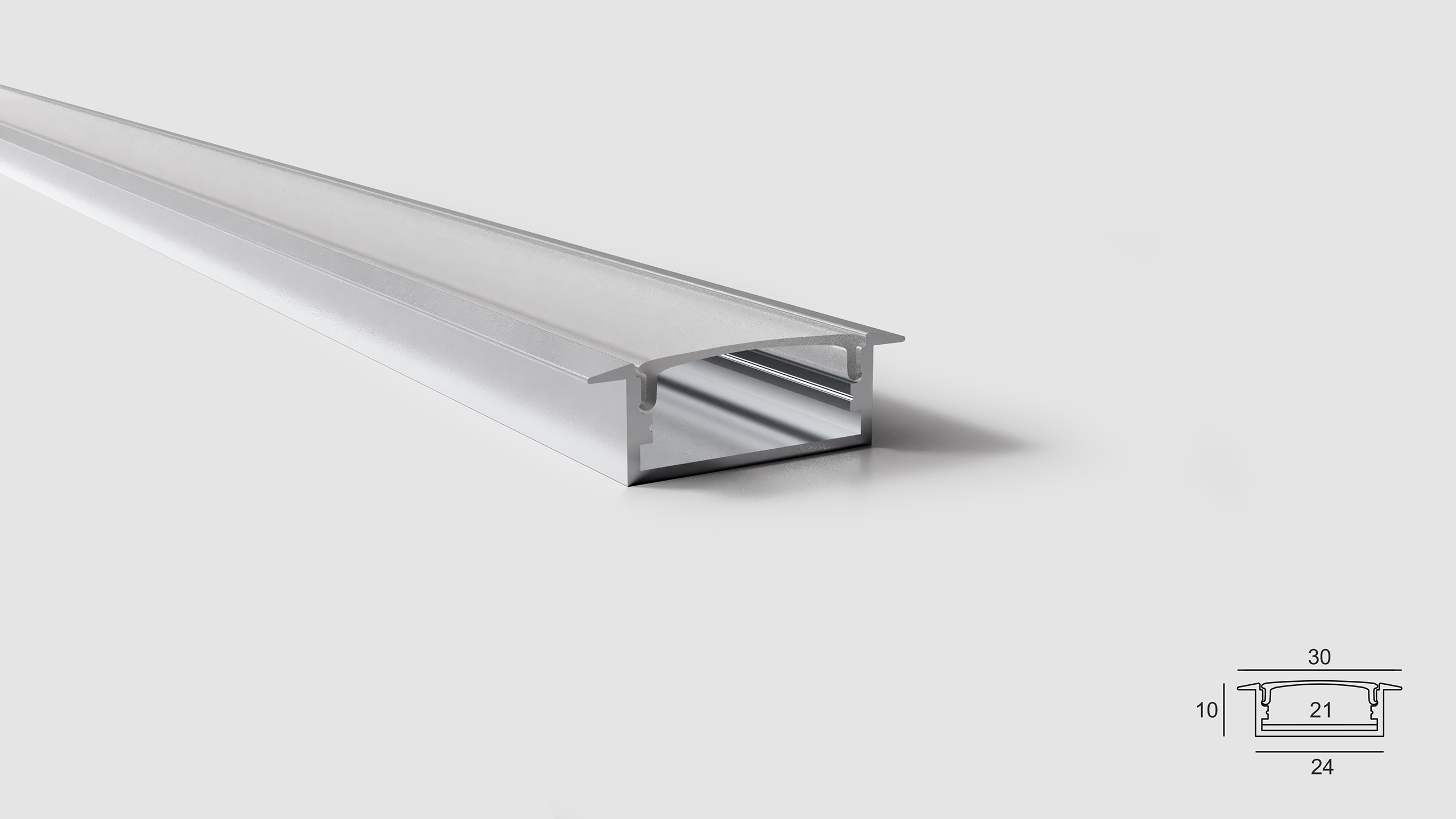 Profil aluminiu încastrat BM 619 pentru benzi LED (3m)